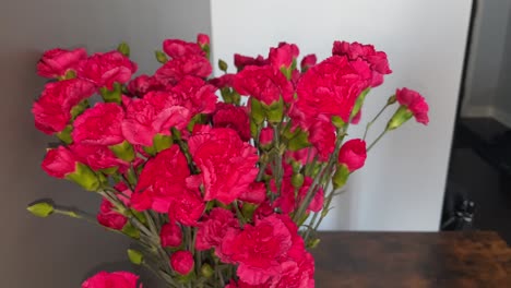 Nelken-Blume-Rosa-Roter-Blumenstrauß-Auf-Dem-Tisch