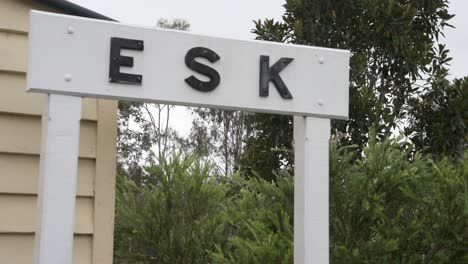 Historic-rail-signage-for-the-town-of-Esk,-located-in-Queensland,-Australia