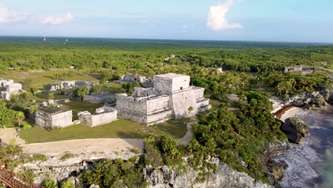 Archeological-zone,-aerial-view,-tulum