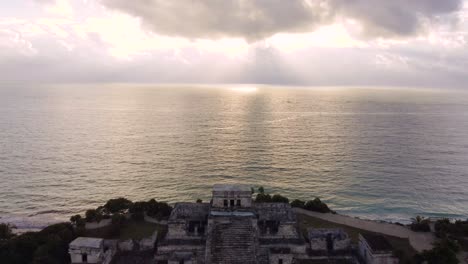 Archeological-zone-tulum-mexico,-caribbean-sea,-beach,-aerial-view