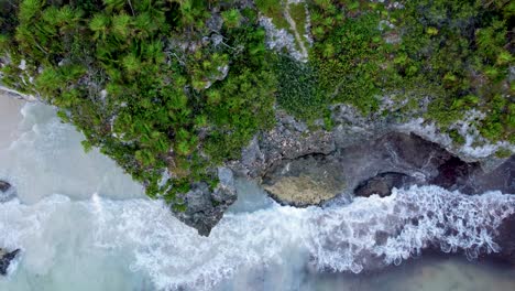 Archeological-zone-tulum-mexico,-caribbean-sea,-beach,-aerial-view