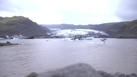 Ice-floes-on-a-lake-in-Solheimajokull-glacier-valley-in-Iceland