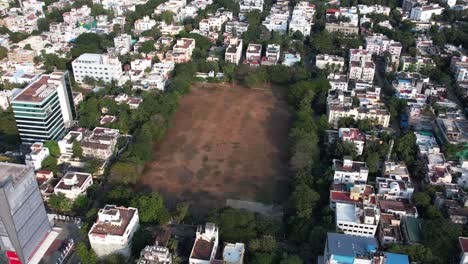 Aerial-Footage-of-Playground-in-The-Middle-of-Chennai-City