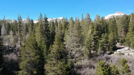 drone-aerial-flies-up-to-reveal-Mountainous-ridgeline-of-lake-Tahoe