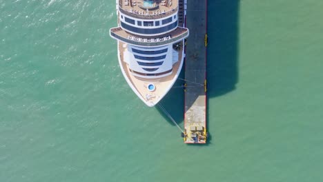 Luxury-cruise-ship-anchored-in-tourist-port-of-Taino-bay,-Puerto-Plata-in-Dominican-Republic