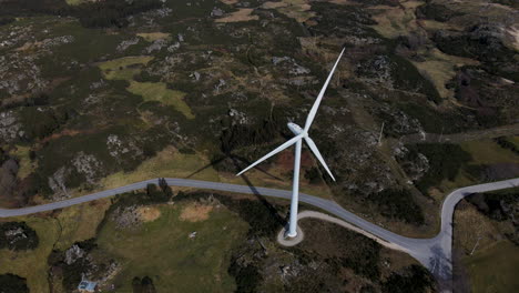 Aerial-view-of-a-wind-turbine-in-the-mountains-of-Portugal