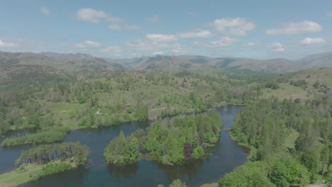 Tarn-Hows,-Lake-District-National-Park,-Summer-2022,-Aerial-Drone-Prores-422-Clip-6