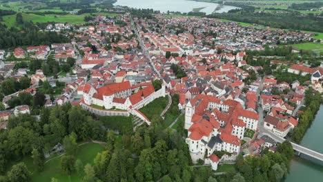 Fussen-town-Bavaria-Germany-establishing-drone-aerial-view