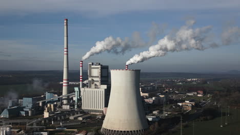 Coal-Power-Plant-in-Czech.-Europe.-Drone-shot
