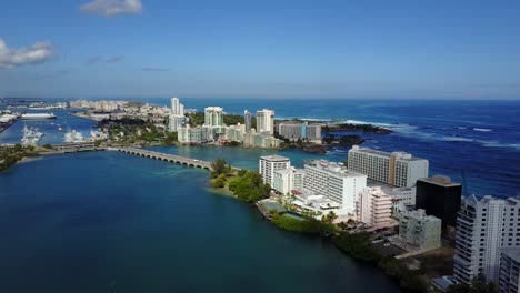 Aerial-footage-from-San-Juan,-Puerto-Rico-and-the-ocean