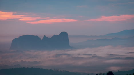 Time-Lapse-Of-Low-Clouds-And-Fog-Over-Mountain-Or-Landscape