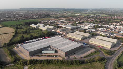 Drone-pan-around-an-industrial-estate