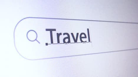 Browser-bar-with-typed-Travel-keyword-on-the-computer-screen,-SEO-Concept