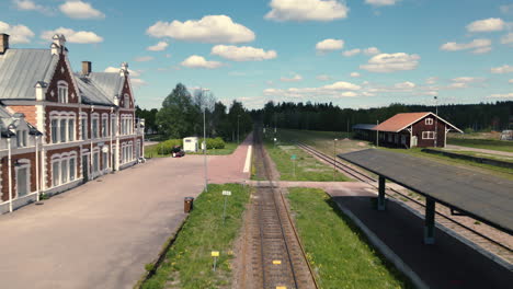 Railroad-station-towers-up-in-industrial-area-in-a-small-town