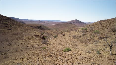 Guided-hiking-trail-in-remote-wilderness,-arid-landscape-of-Namibia