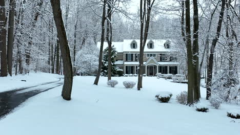 Private-home-in-forest-woodland-in-fresh-winter-snow