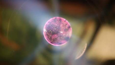 Closeup-view-of-plasma-ball-emitting-electrical-charge