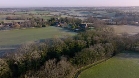 Rowington-Warwickshire-Grand-Union-Canal-Cutting-Aerial-Landscape-Countryside-England-UK-Winter