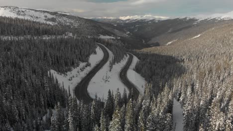 Big-loop-switchback-as-Highway-Forty-climbs-toward-Berthoud-Pass,-CO