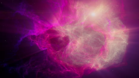 Rose-and-Pink-colored-Nebula-or-Galaxy-with-bright-flares-floating-in-outer-deep-interstellar-Space-Universe-with-Star-field-in-background