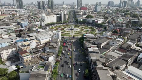 Traffic-in-Bangkok-by-a-roundabout-Wongwian-Yai-Aerial-View-Of-Highway-Junctions