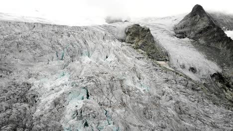 Aerial-view-of-the-crevasses-of-the-Moiry-glacier-near-Grimentz-in-Valais,-Switzerland