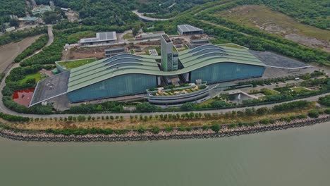 Circling-aerial-drone-of-T-Park-Sludge-Waste-Treatment-Facility-in-Tuen-Mun