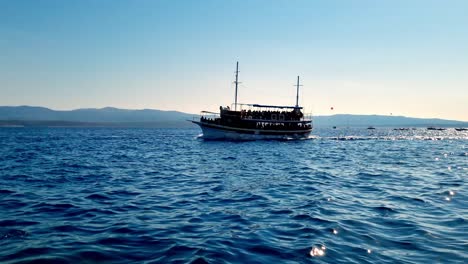 Passenger-ship-sailing-in-the-waters-of-Brac-island-in-Croatia