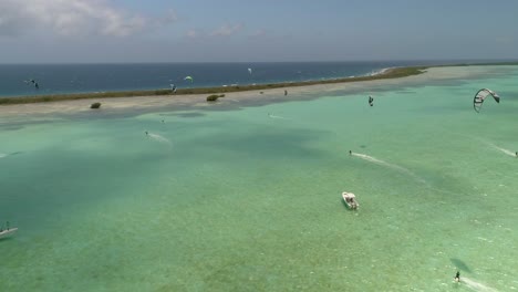 Day-Safari-Tours-group-people-sail-on-caribbean-water,-sport-holiday,-Los-Roques
