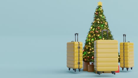 Un-árbol-De-Navidad-Con-Maleta.-Concepto-De-Viaje-De-Navidad