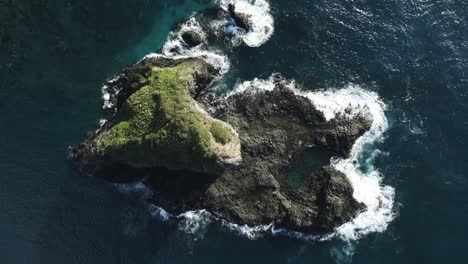 4K-Aerial---Norfolk-Island,-Australia-Top-down-drone-over-rock-formation-slowly-descending-DJI-Inspire-2