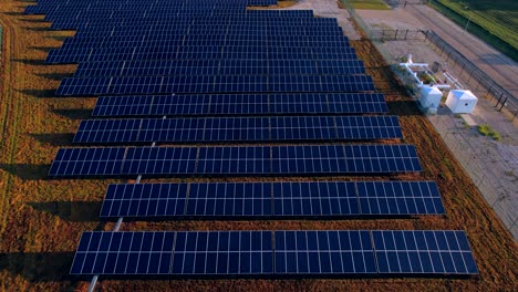 Aerial-drone-view-of-solar-farm-in-Indianapolis,-Indiana