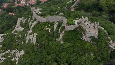 Drone-footage-of-castle-of-moors-Sintra-Portugal
