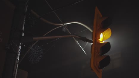 Traffic-Lights-With-Spiderweb-Changing-Colors-At-Night