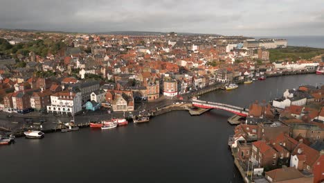 Whitby-Yorkshire-UK-Harbour-Town-Aerial-View-Boats-Houses-Bridge