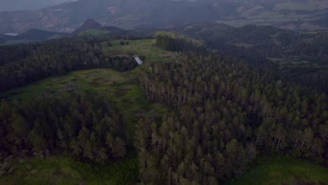Drone-flying-over-woods-of-Valle-Nuevo-National-Park,-Constanza-in-Dominican-Republic