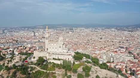 Flying-around-Notre-Dame-de-la-Garde-Basilica-in-Marseille-France