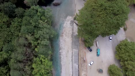 Flying-over-Voidomatis-River-near-Aristi-and-Papingo,-Greece