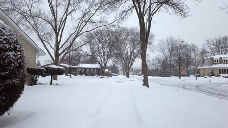 Tagsüber-Nach-Schnee-In-Der-Nachbarschaft-Spazieren-Gehen