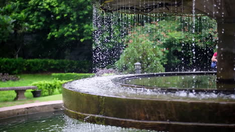 Close-up-View-Of-A-Flowing-Fountain