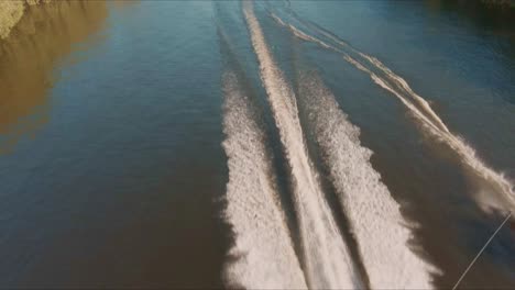 Drone-flying-over-the-Waterski-on-the-river