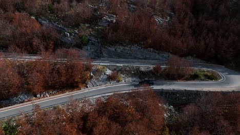 Wonderful-road-during-autumn-in-Albania,-one-of-the-most-beautiful-countries-in-Europe