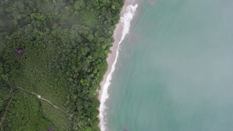 Tropical-beach-rainforest-coastline-of-Costa-Rica-below-clouds