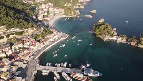Aerial-High-Angle-View-Of-Parga-Port-With-Ships-Moored