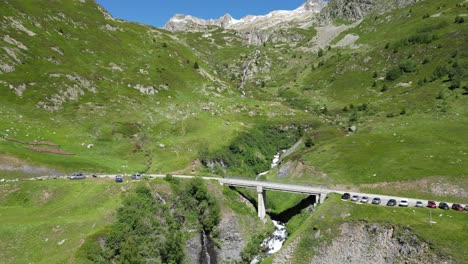 Le-Rieu-Claret-River-Waterfall-in-French-Alps---Aerial-Dolly-Forward
