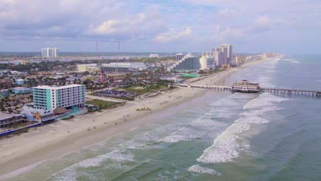 Aerial-drone-view-of-daytona-beach-on-a-sunny-summer-day