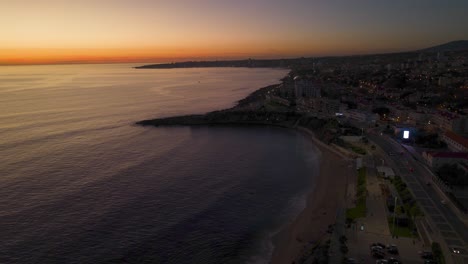 timelapse-of-Sunset-over-city-and-marine-in-Cascais,-Portugal