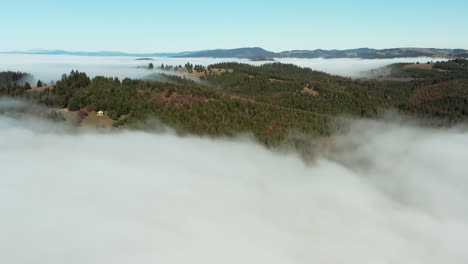 Bewaldete-Hügel-Erheben-Sich-über-Einer-Dicken-Nebelschicht