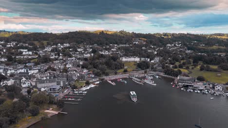 The-town-of-Bowness-on-Windermere-aerial-footage