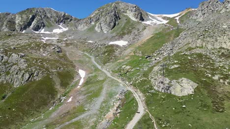 Saint-Sorlin-Glacier-during-summer-in-Isere-Savoy,-French-Alps---Aerial-Dolly-Forward